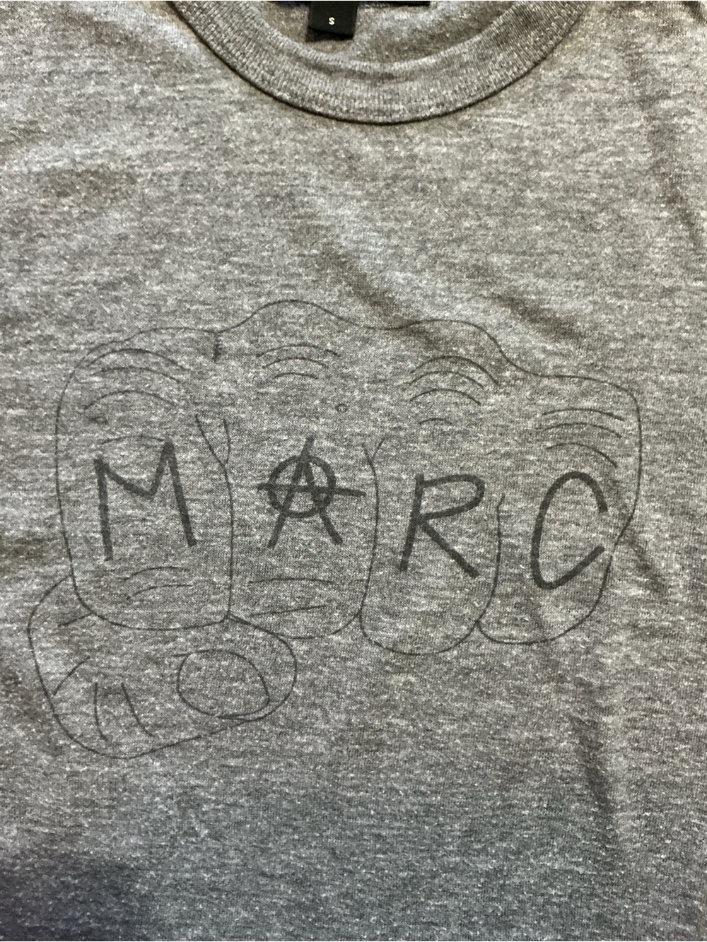 Marc Jacobs Anarchy Hand Charcoal Grey Graphic S/S Crewneck T-Shirt